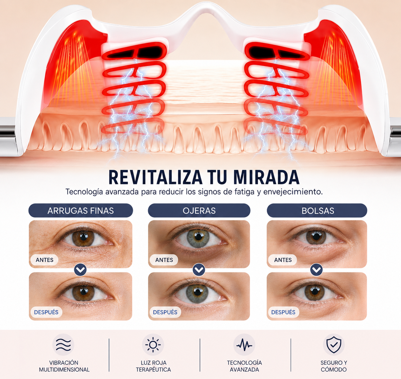 Masajeador Ocular EMS con Luz Roja